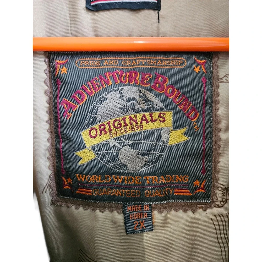 Adventure Bound Originals Mens Brown Leather Bomber Jacket Thinsulate 2X Vintage